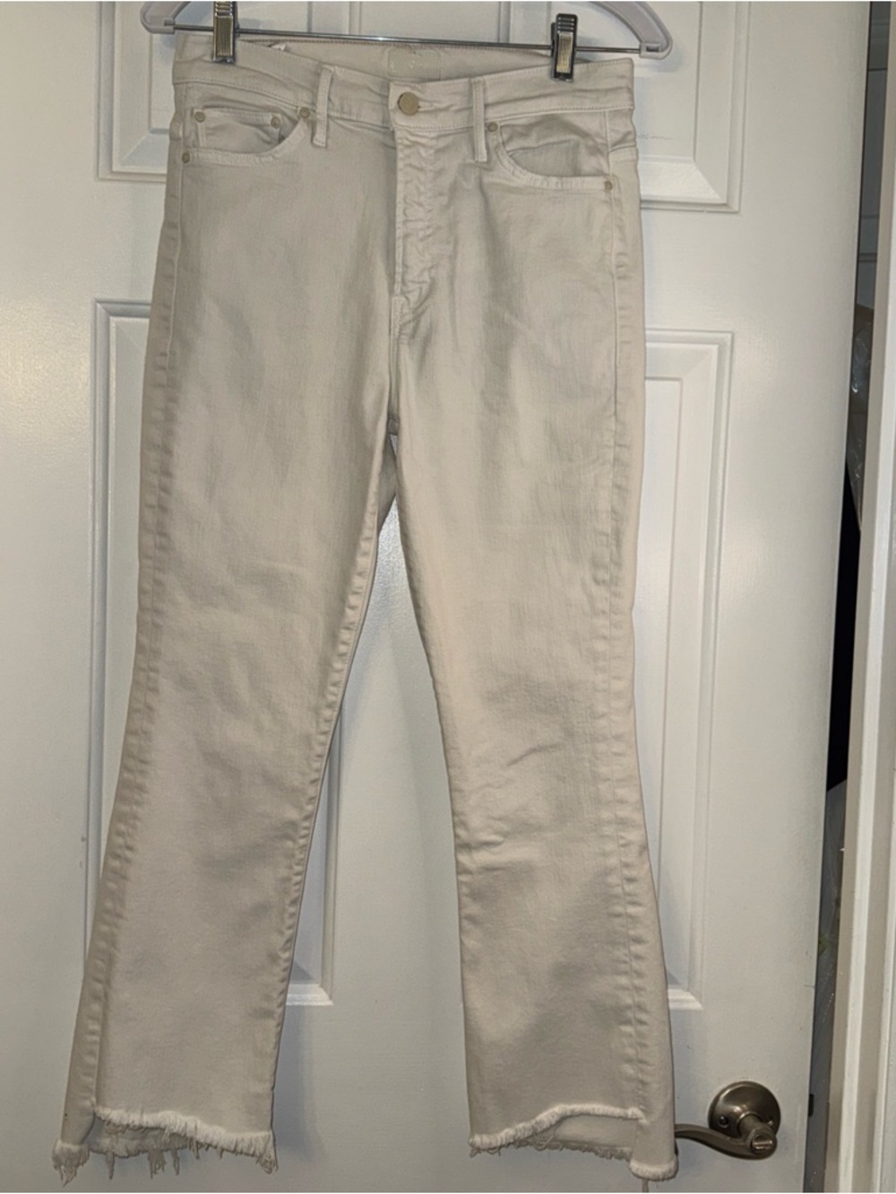 Mother Denim The Insider Crop Step Fray Jeans in Cream Puffs Size 29 Preppy